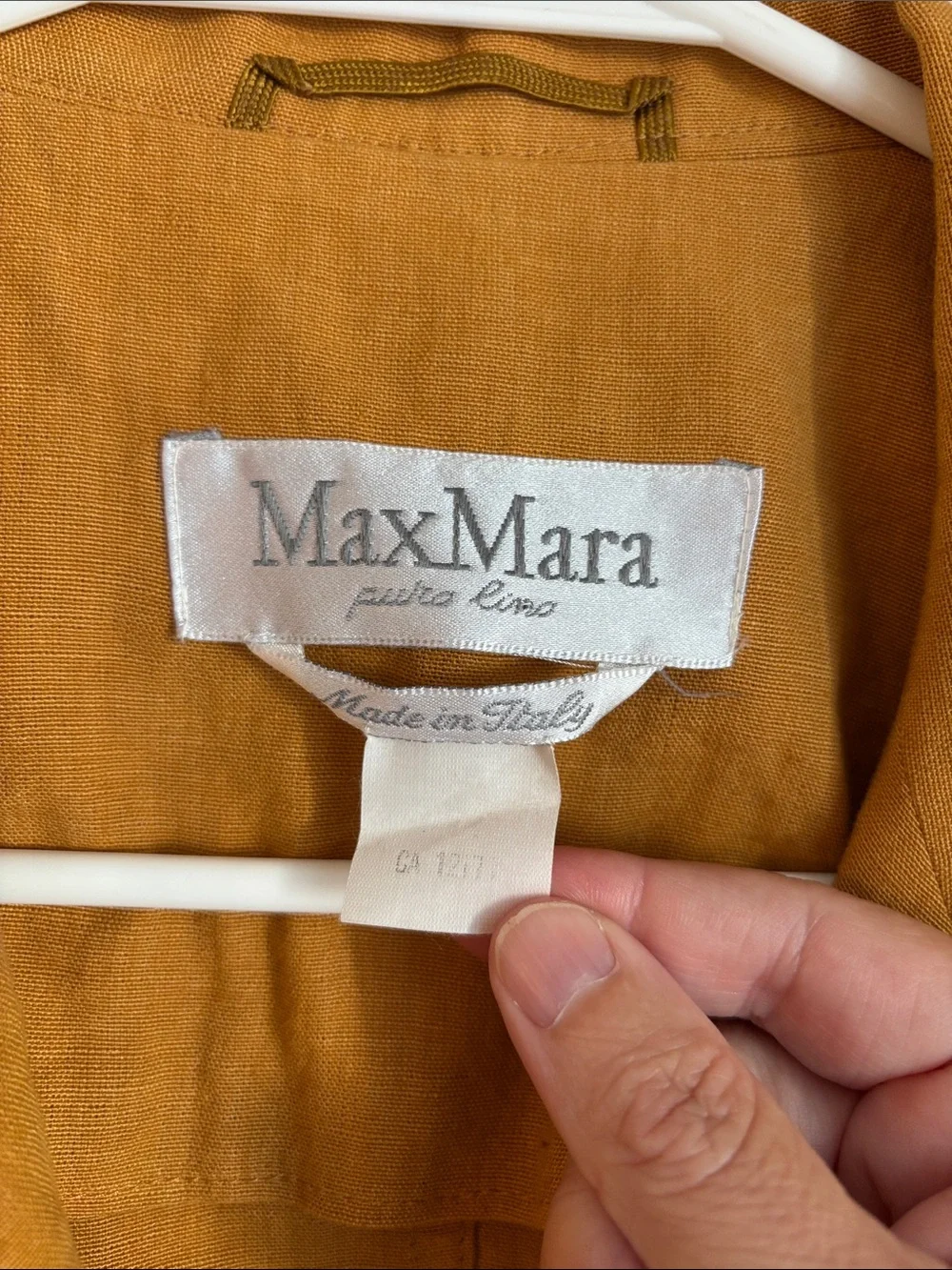 MaxMara Mustard Yellow 100% Linen Blazer Jacket Womens Sz 8 made in Italy EUC